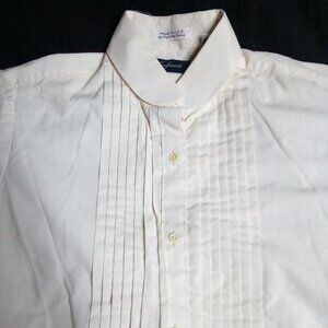 Vintage Kaufman's Pleated Tuxedo Dress Shirt Long Sleeve White